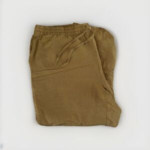 J Jill Linen Pants Womens Size XL Mustard Yellow Linen Blend Ankle Cropped Boho